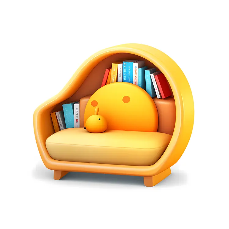 Yellow Bookshelf with Cute Cushion