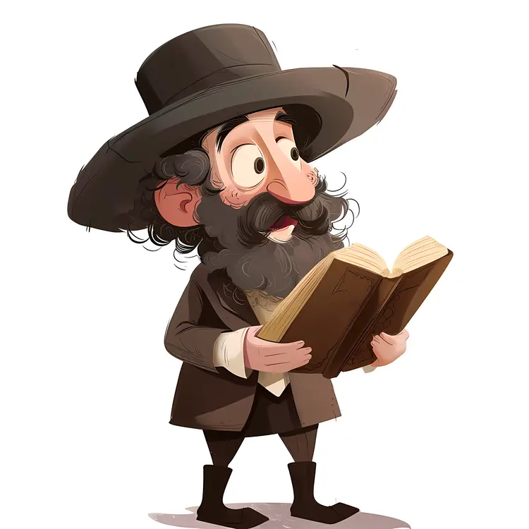 Man in Hat Reading a Book