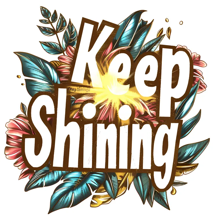 Floral Keep Shining Text Art