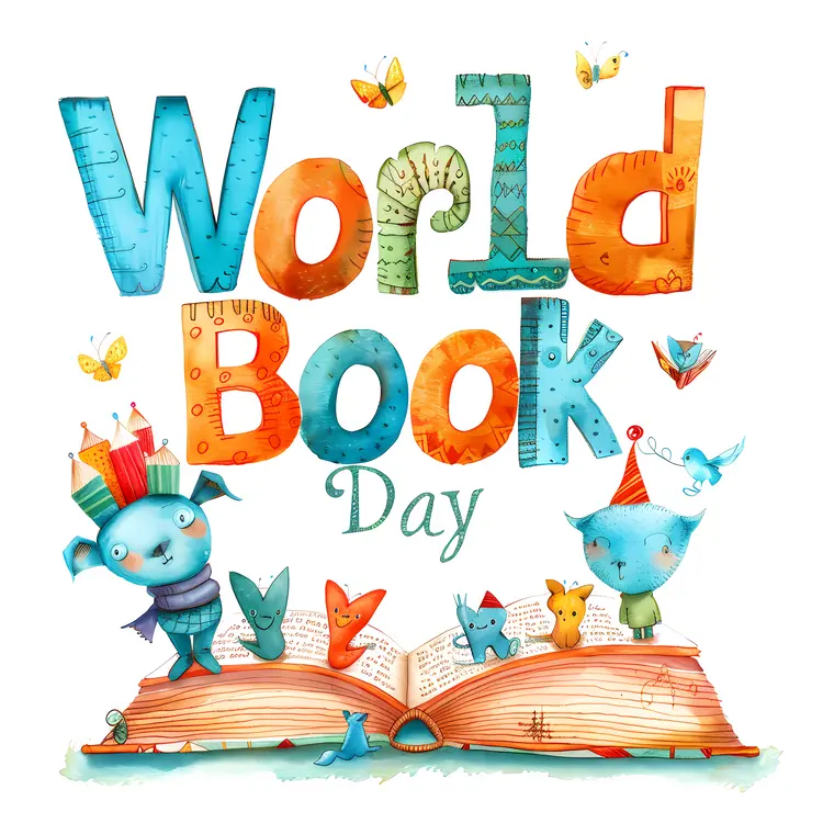 Colorful World Book Day Illustration