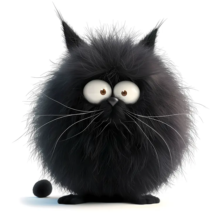 Cute Black Fluffy Animal Illustration