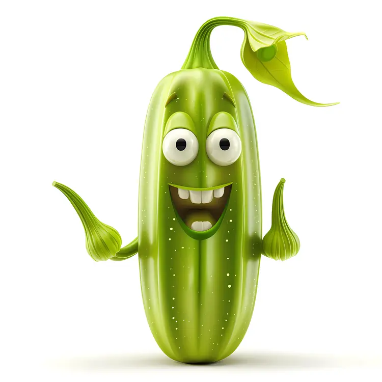 Happy Zucchini Cartoon Character