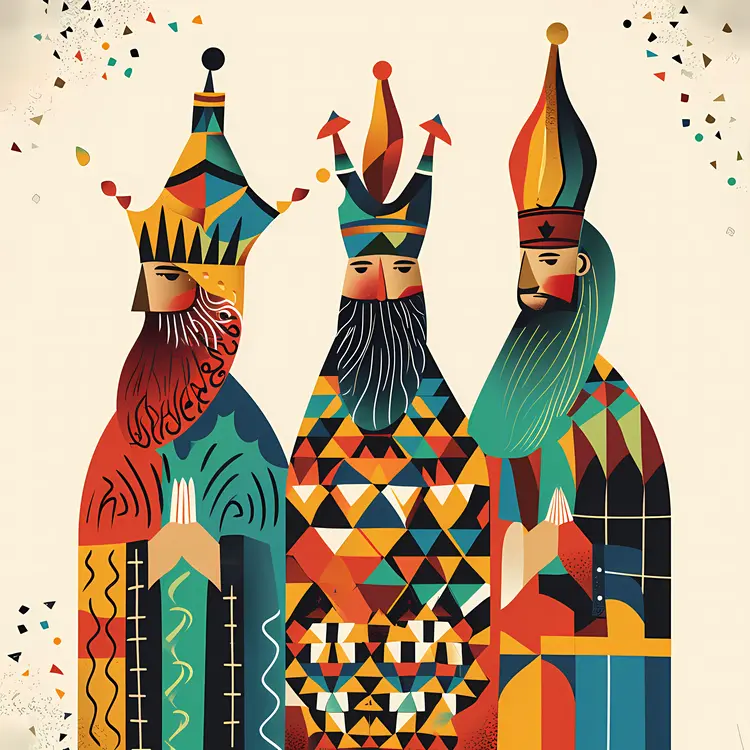 Geometric Three Kings Illustration