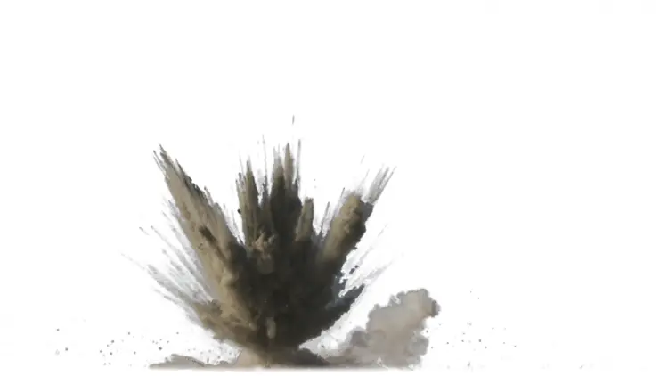 Powerful Explosion with Debris