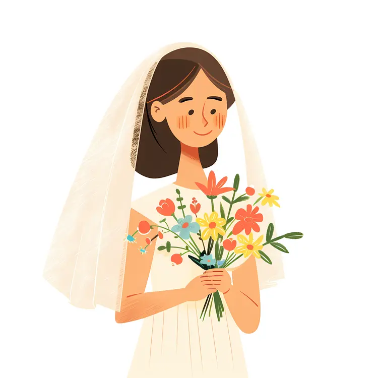 Bride Holding Colorful Bouquet