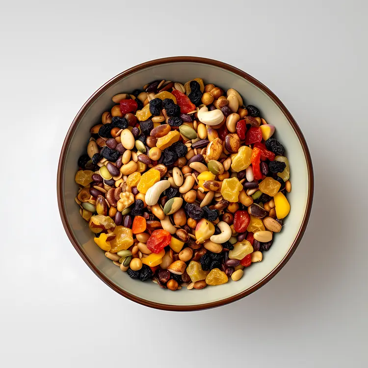 Bowl of Mixed Nuts and Dried Fruits