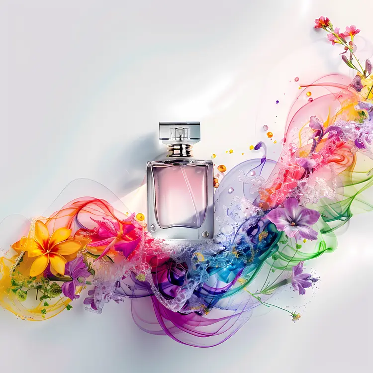 Perfume Bottle with Colorful Floral Design
