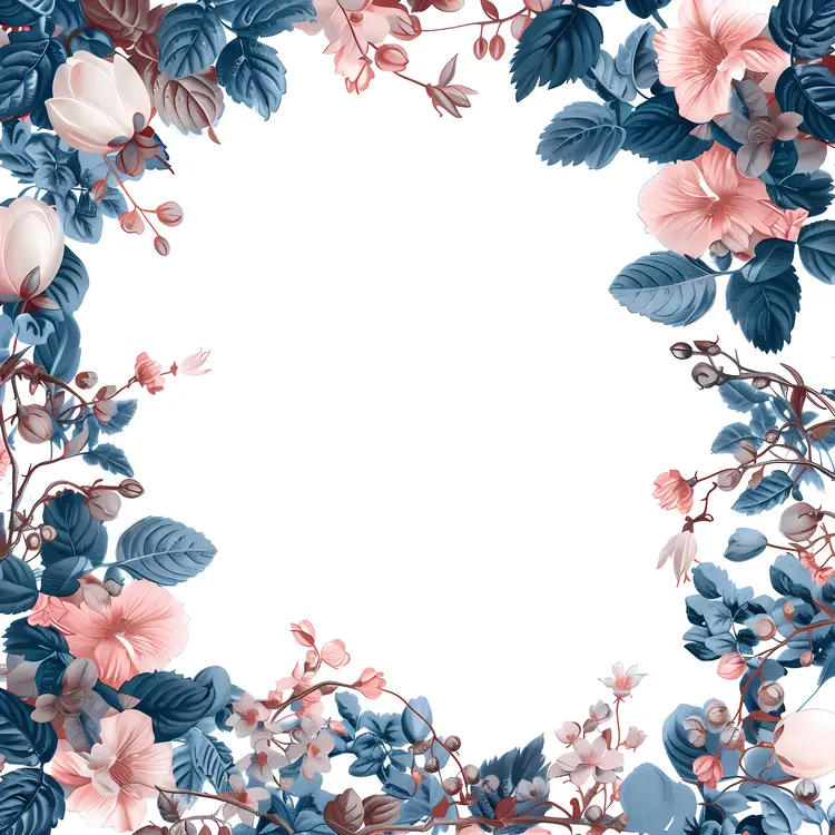 Lovely Blue and Pink Floral Frame