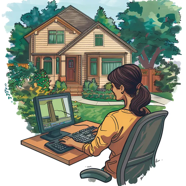 Person Working from Home in Garden