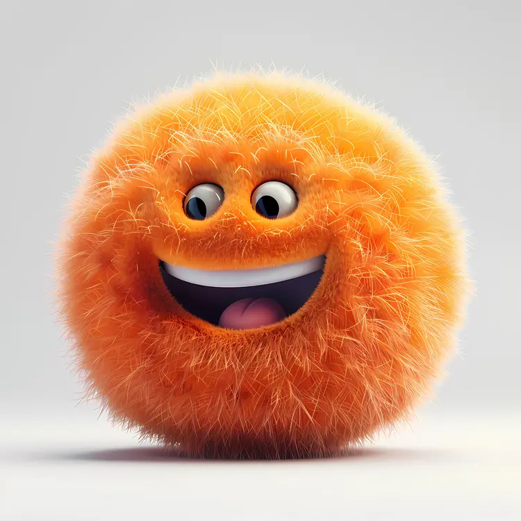 Cute Smiling Orange Furry Ball