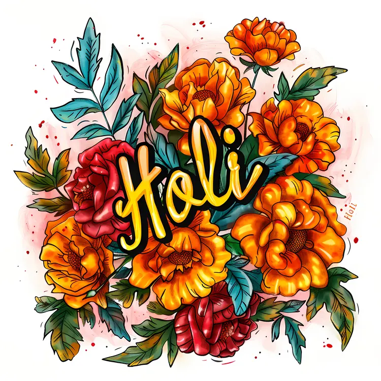 Colorful Floral Arrangement for Holi
