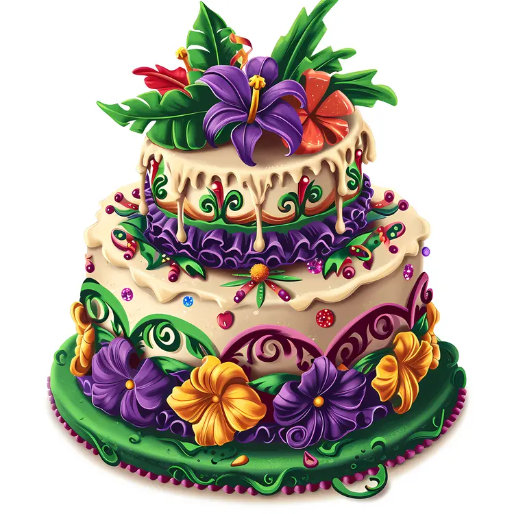 Decorative Cake with Floral Design