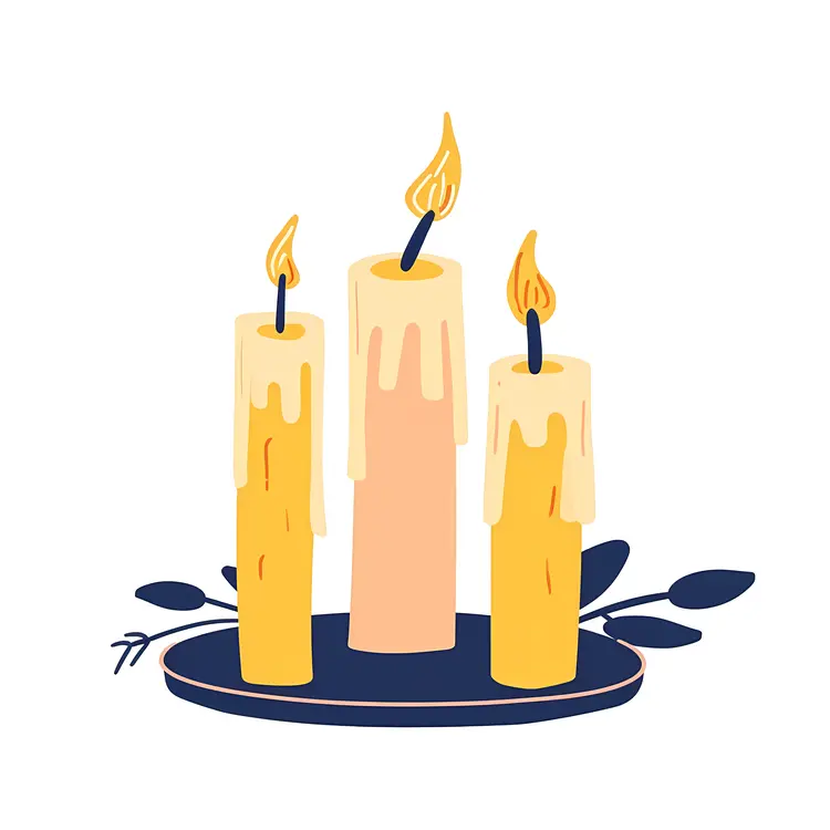 Yellow Melting Candles on a Plate