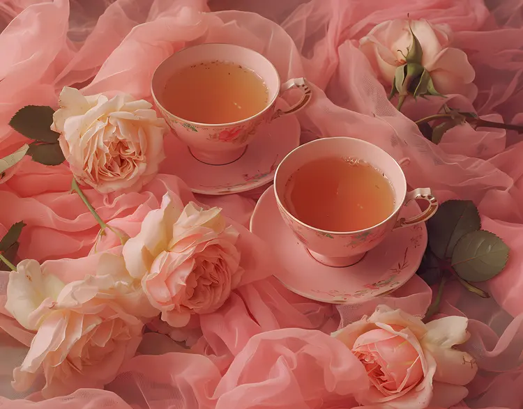 Pink Tea Cups with Roses