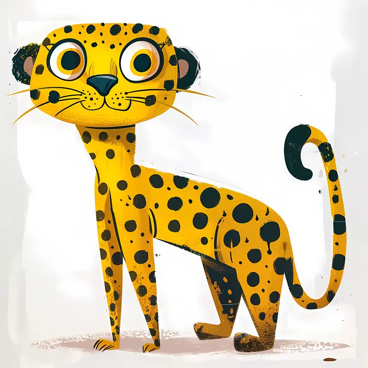 Wide Eyed Leopard Cartoon Illustration