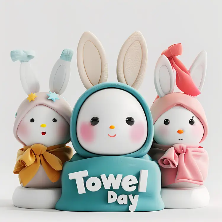 Cute Bunnies Celebrating Towel Day