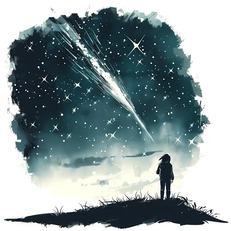 Meteor Shower in the Night Sky