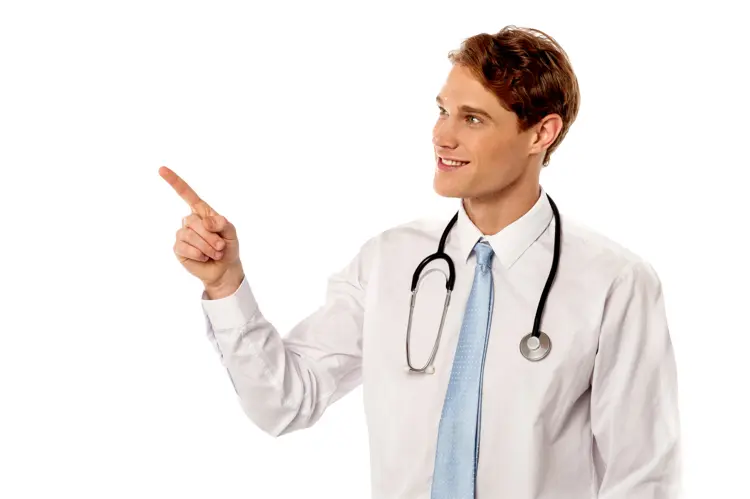 Doctor Pointing with Stethoscope