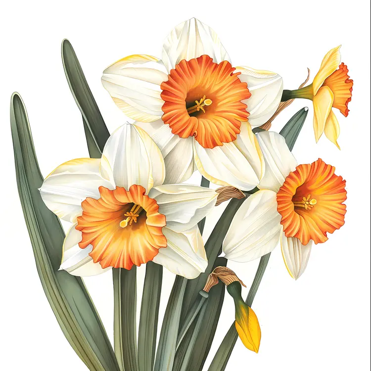Daffodils with Bright Orange Centers