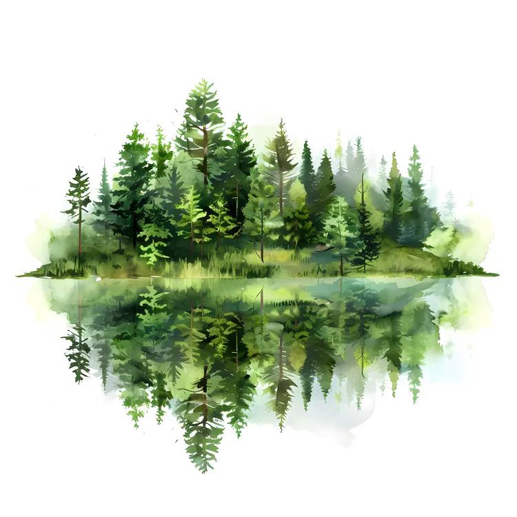 Forest Reflection Illustration