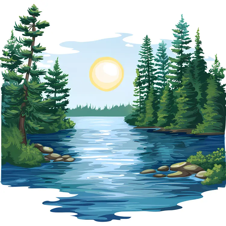 Sunset Over a Tranquil Lake