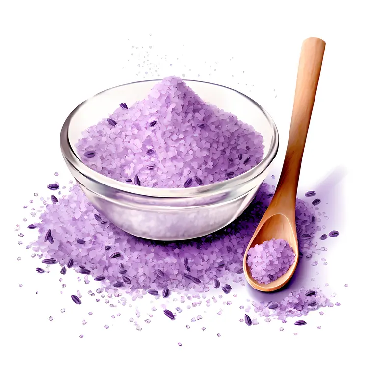 Purple Bath Salts with Wooden Spoon