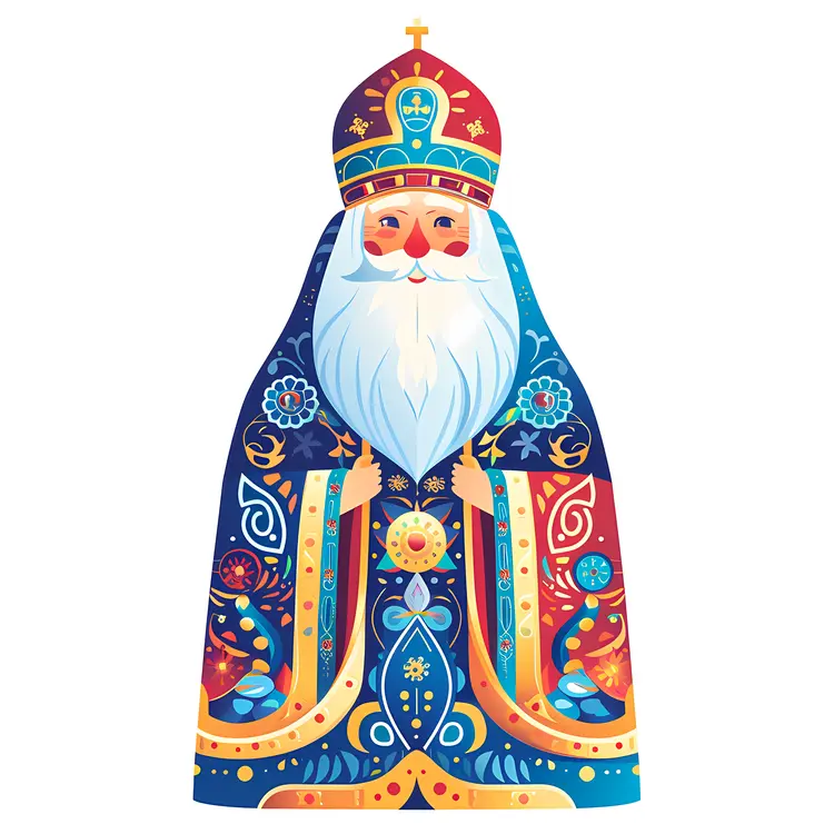 Colorful Santa Claus in Traditional Attire
