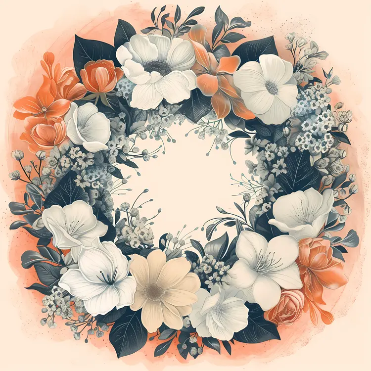 Delicate Orange and White Floral Wreath