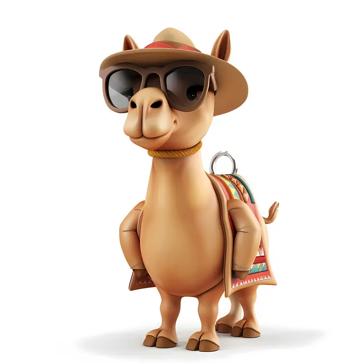 Cool Llama Character with Sunglasses and Hat