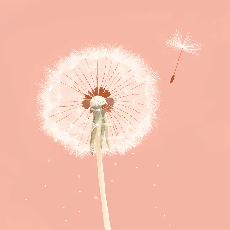 Delicate Dandelion on Pink Background