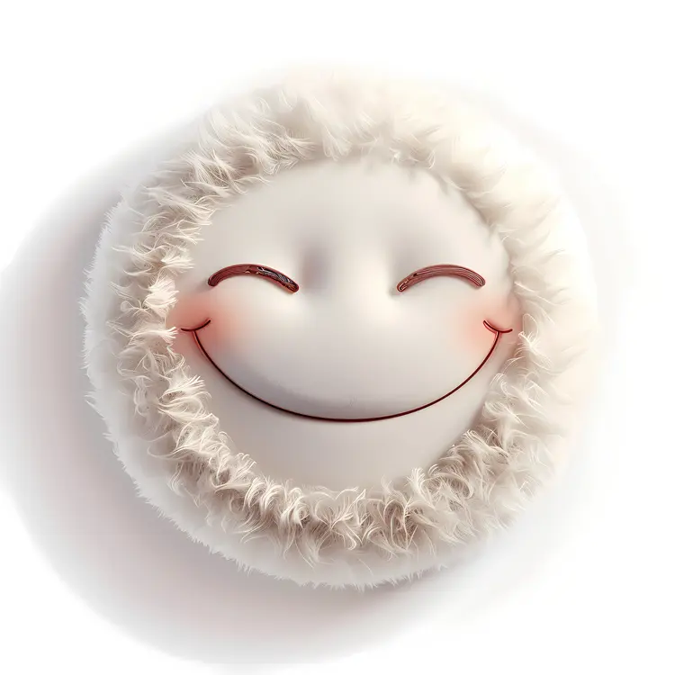 Fluffy White Object with Smile