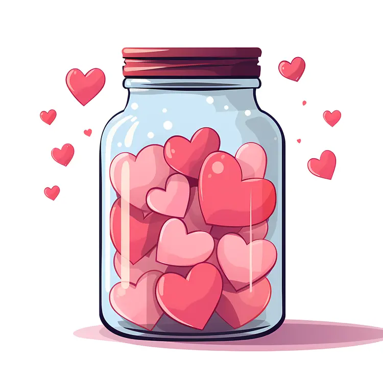 Romantic Heart Jar Illustration