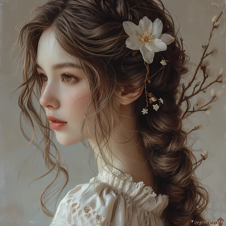 Elegant Girl with Floral Hair Accessories