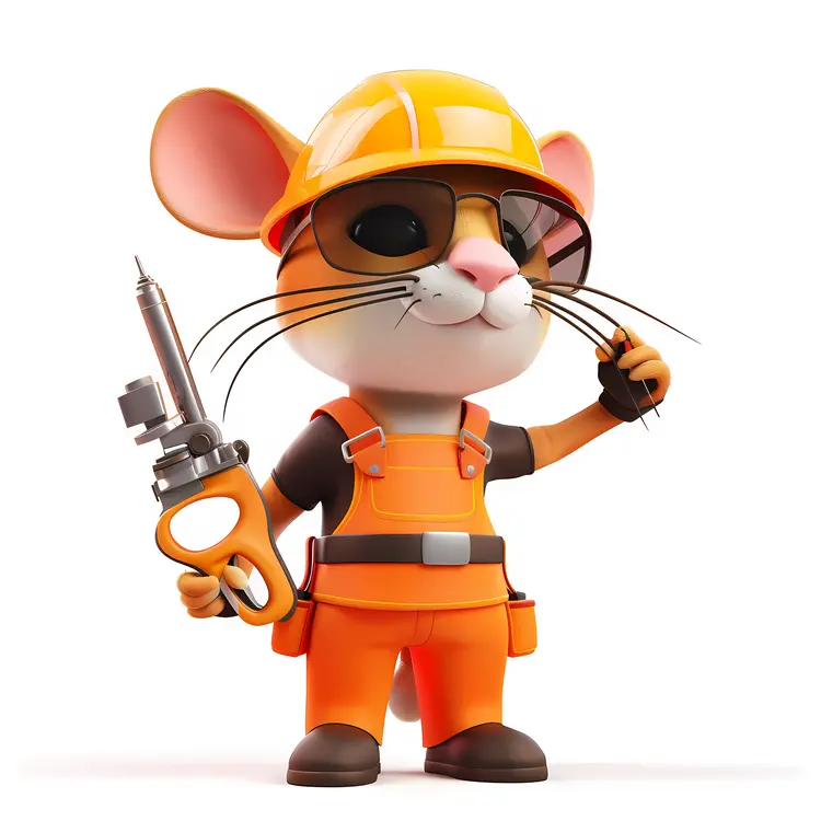 Mouse in Construction Outfit