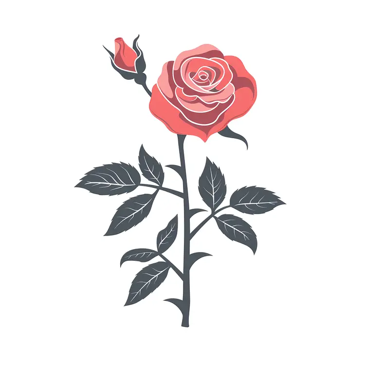 Red Rose with Bud