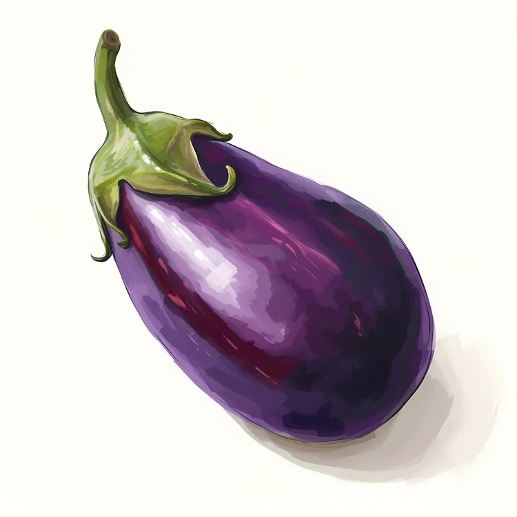 Purple Eggplant with Green Stem