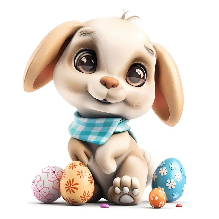 Cute Bunny with Easter Eggs