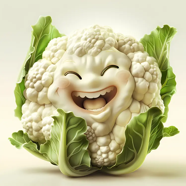 Happy Cauliflower Cartoon Illustration