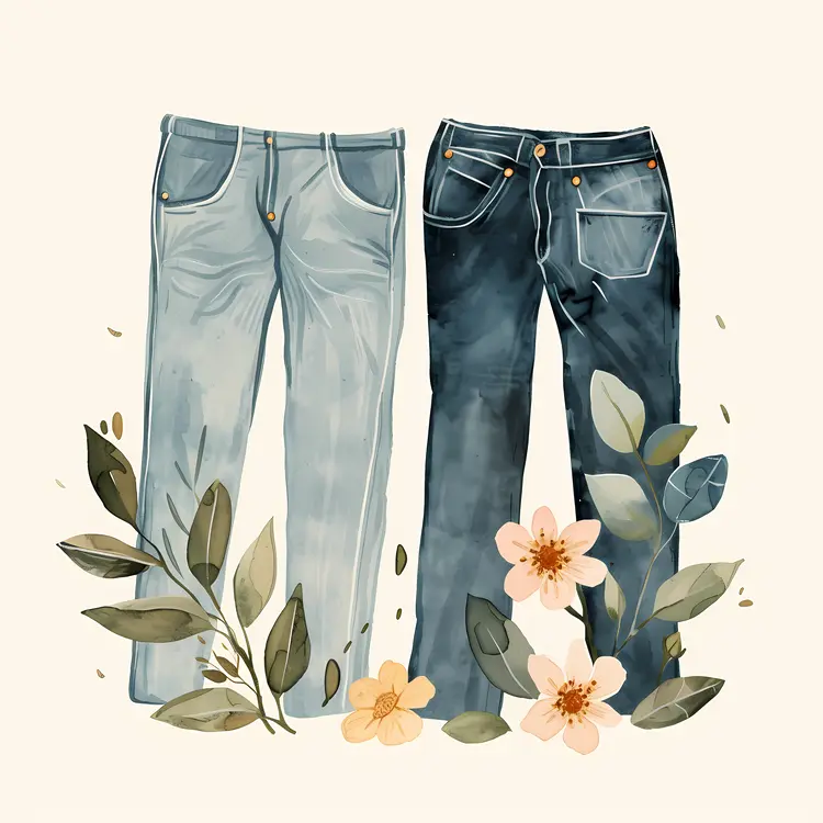 Stylish Denim Jeans with Floral Accents