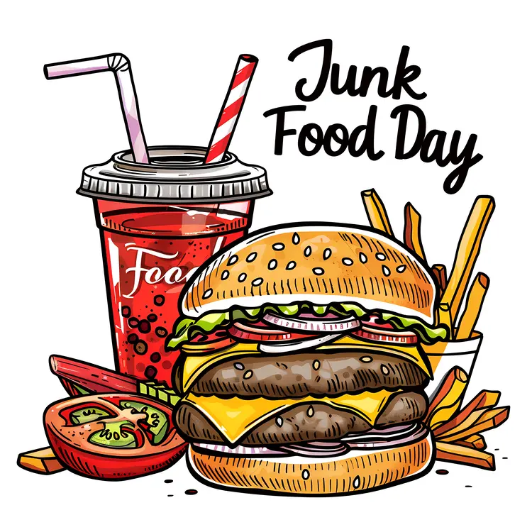 Junk Food Day with Burger and Fries