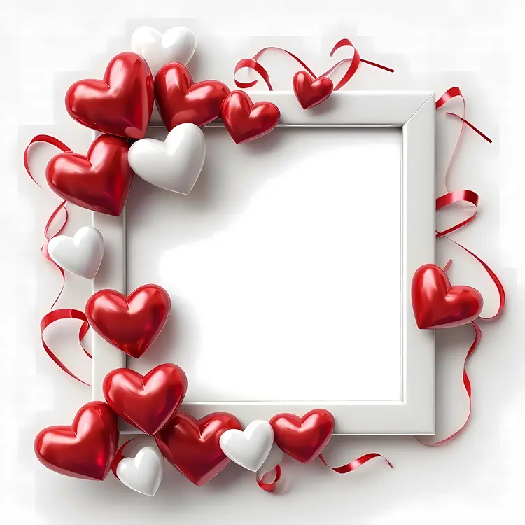 Red and White Hearts Frame