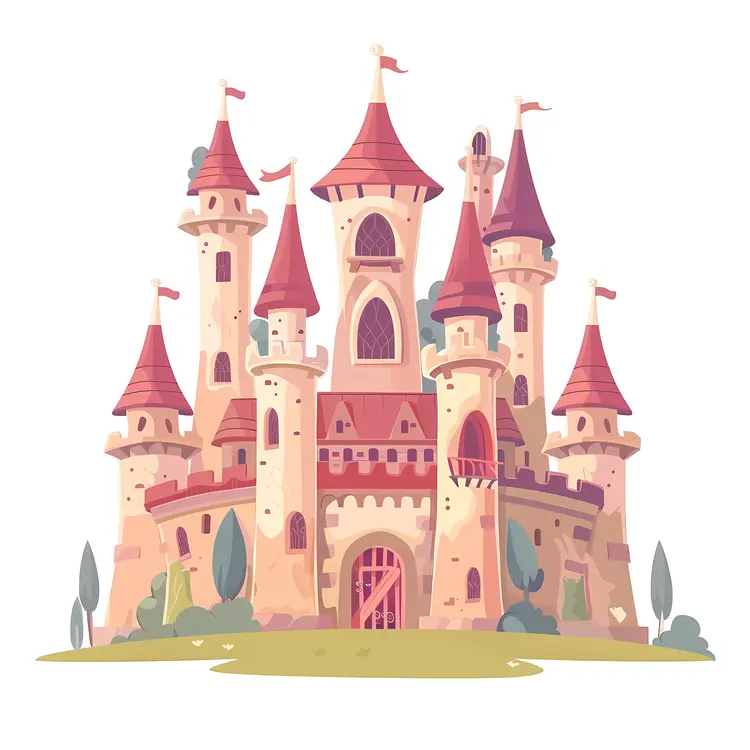 Fairytale Castle with Towers and Flags