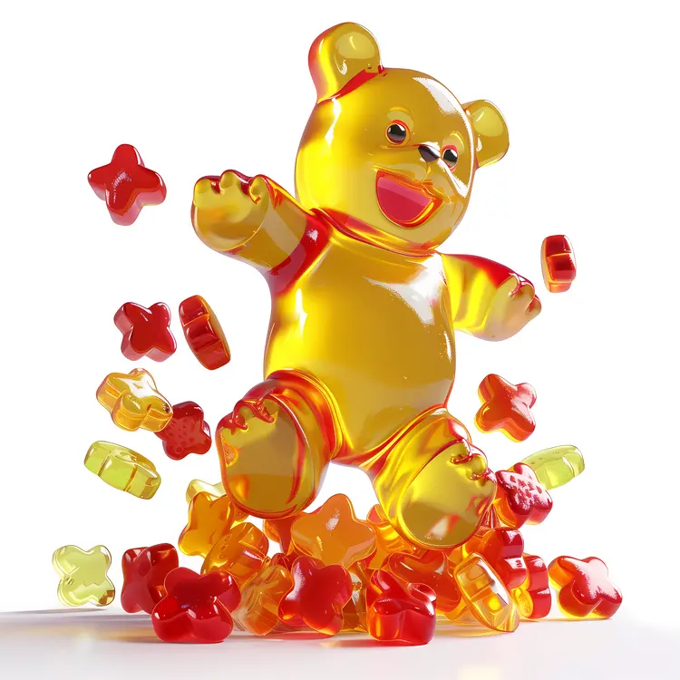 Jumping Gummy Bear with Small Gummies