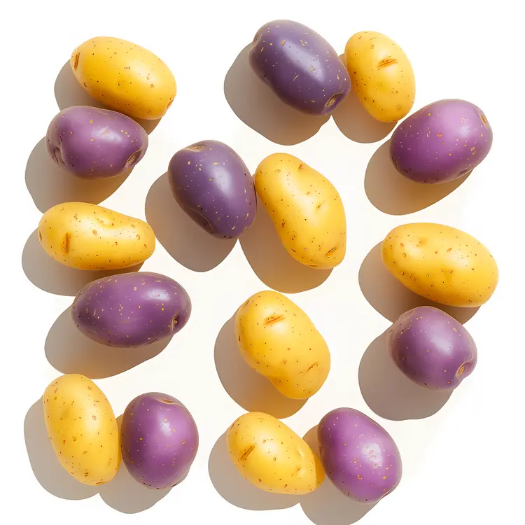 Yellow and Purple Potatoes in a Pattern