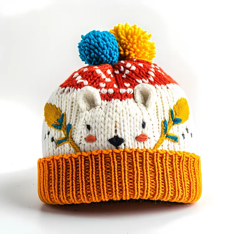 Colorful Knitted Hat with Animal Design