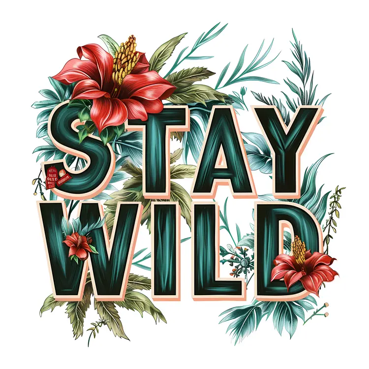 Stay Wild Text with Floral Design