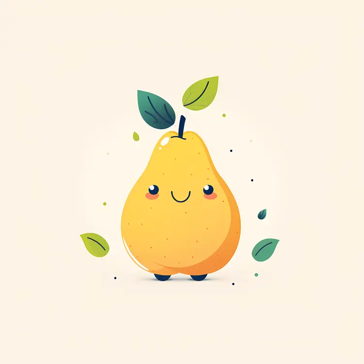 Cute Yellow Pear with Leaf
