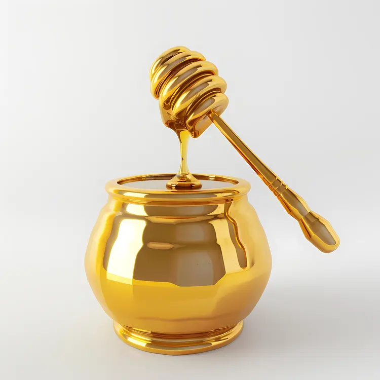 Golden Honey Jar with Dipper