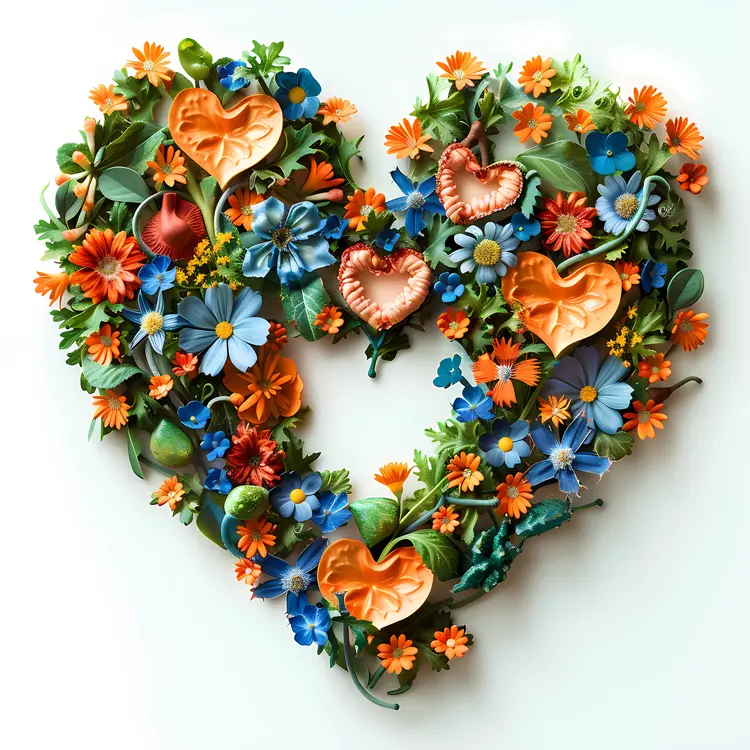 Colorful Heart-shaped Floral Arrangement