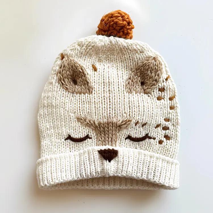 Knitted Hat with Animal Design